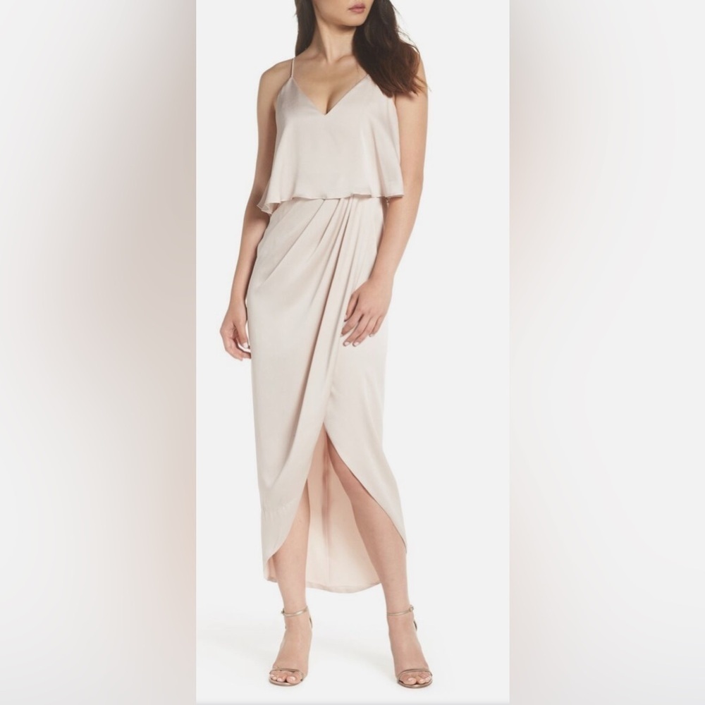 NWT Shona Joy Size 2 Lux Cocktail Frill Dress‎ Porcelain